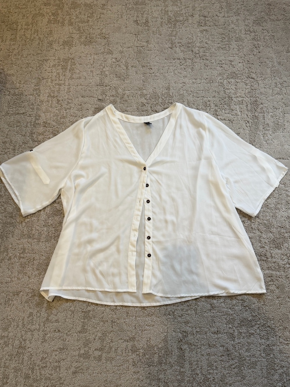 Women's V-Neck Button-Front White Blouse